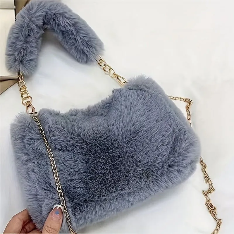 Soft Plush Fluffy Fur Crossbody Tote Handbags