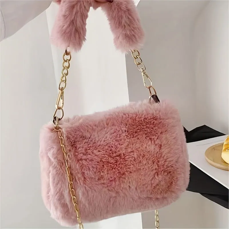 Soft Plush Fluffy Fur Crossbody Tote Handbags