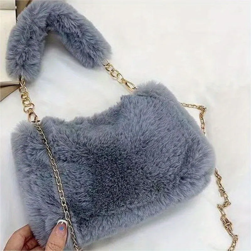 Soft Plush Fluffy Fur Crossbody Tote Handbags