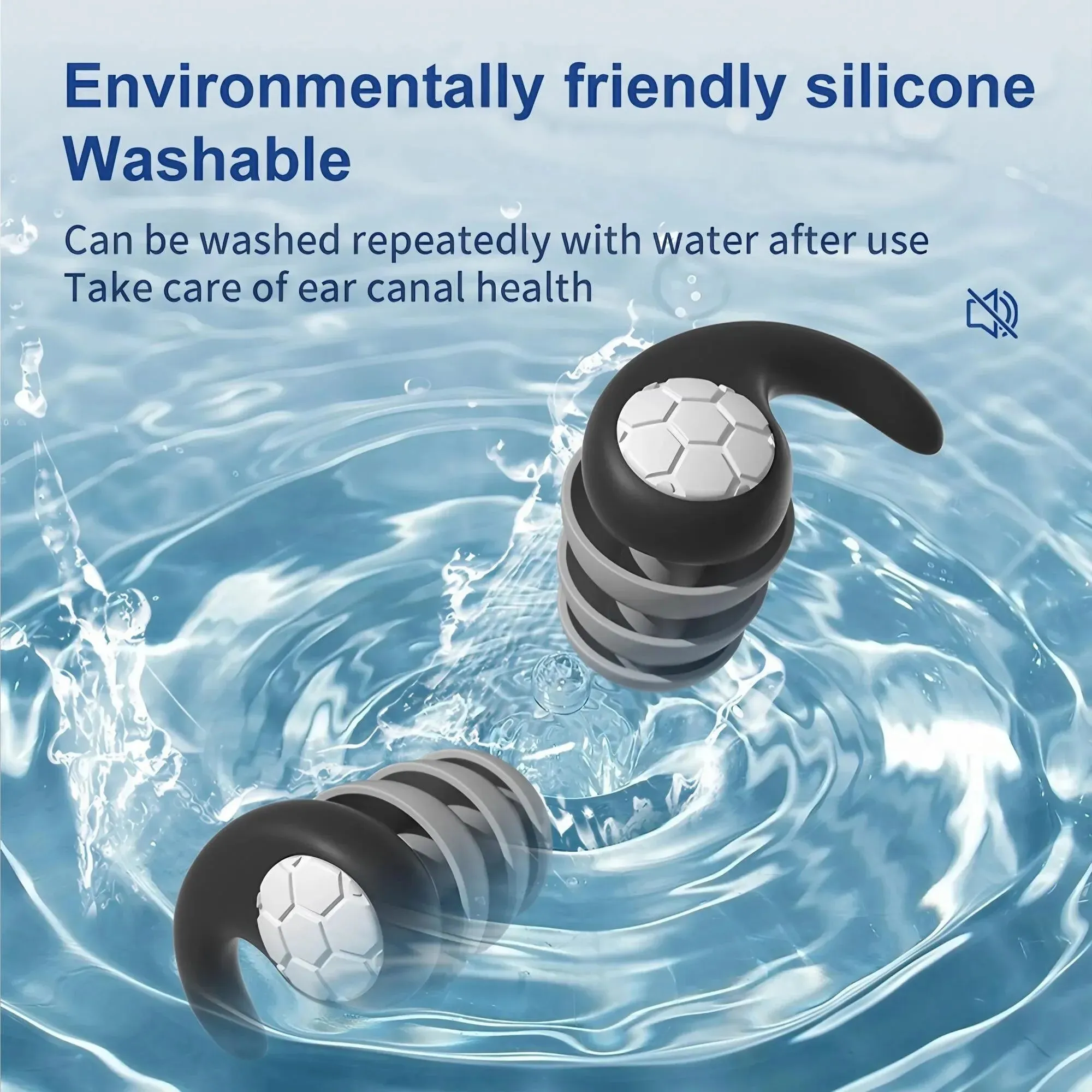 Soft Silicone Noise-Canceling Earplugs - Waterproof, Comfortable Fit for Sleep & Swimming