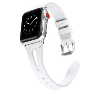 Soft Slim Leather White Band For Apple Watch