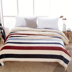 Soft Striped Flannel Blanket Perfect for Home and Travel