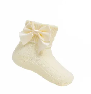 Soft Touch - ankle bow socks lemon