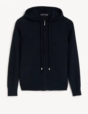 Soft Touch Textured Zip Up Relaxed Hoodie