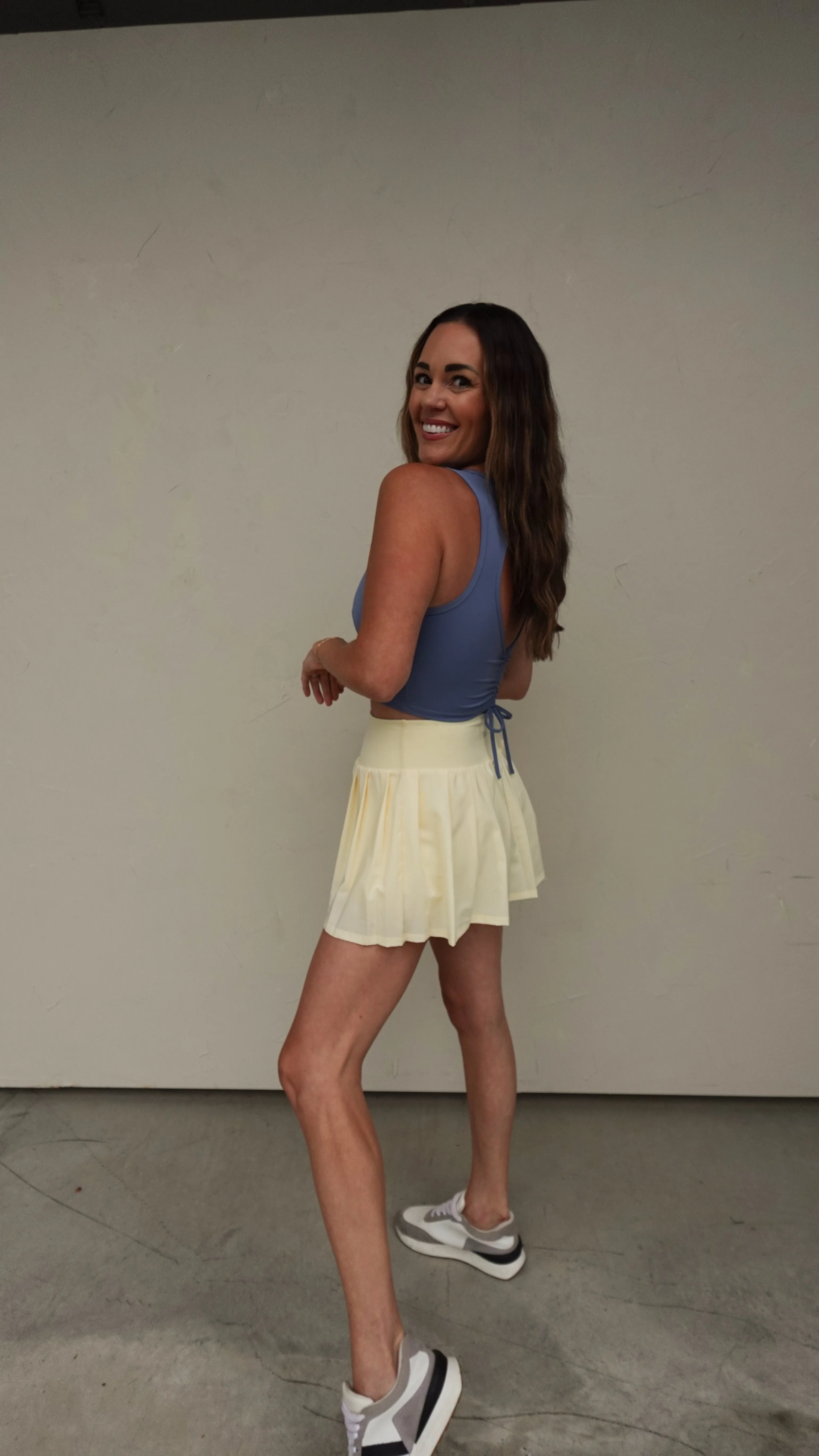 Soft Yellow Pleated Tennis Skort