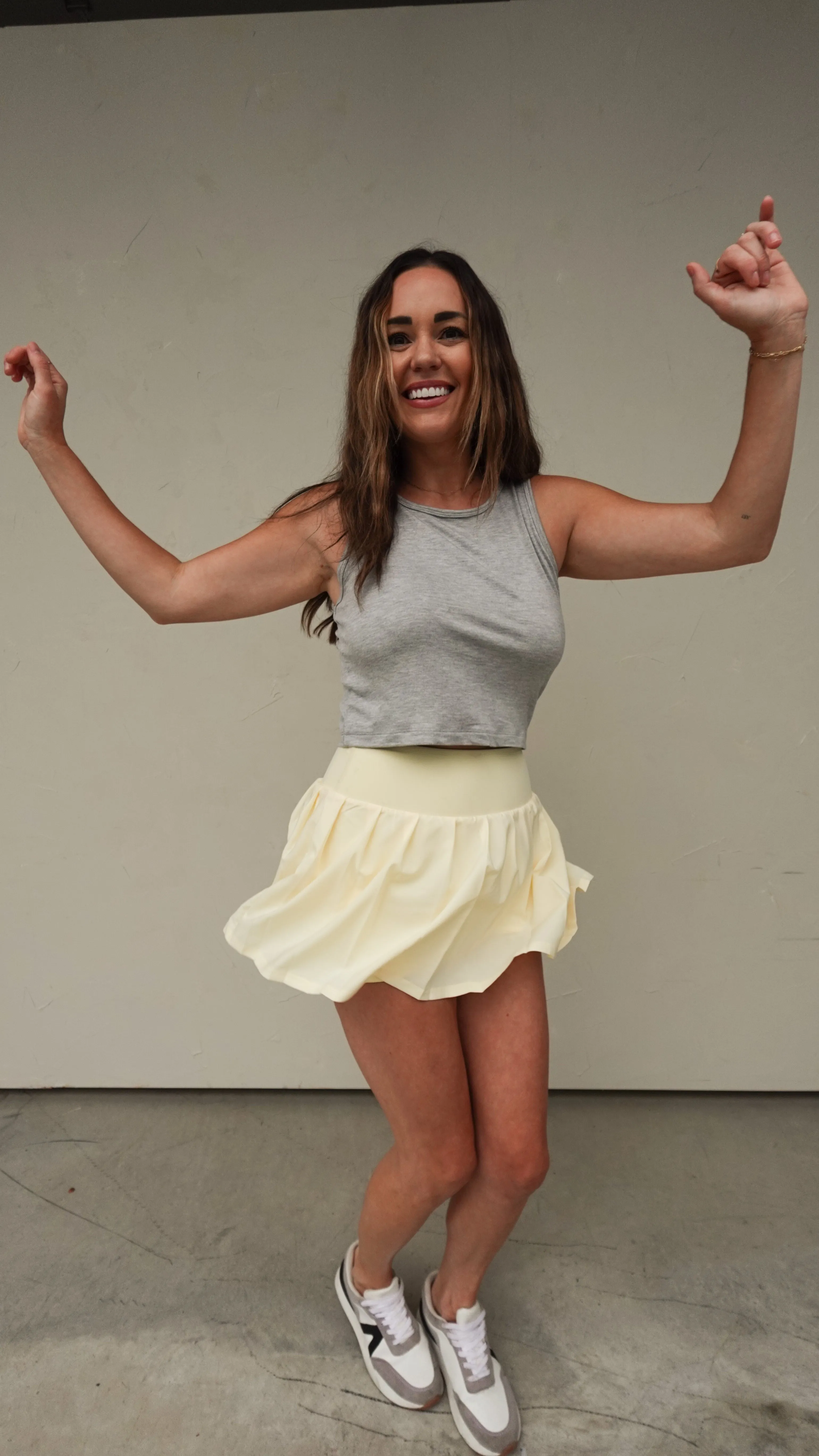 Soft Yellow Pleated Tennis Skort