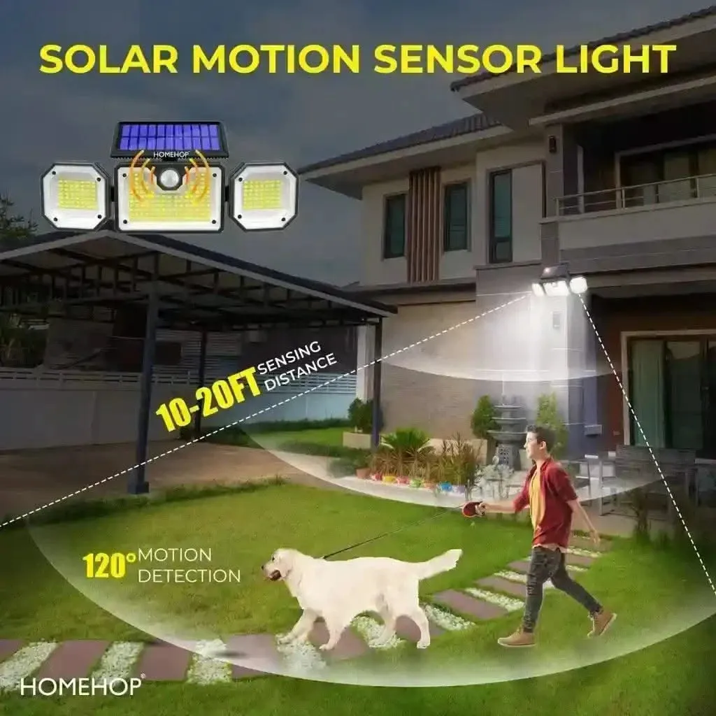 Solar Motion Sensor Lighting Outdoor Waterproof LED Wall Light For Home Security (Cool White)(Renewed)