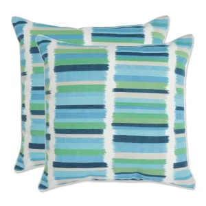 Solar Stripe Azure 18.5-inch Throw Pillow (Set of 2)