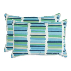 Solar Stripe Azure Over-sized Rectangular Throw Pillow (Set of 2)