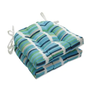 Solar Stripe Azure Reversible Chair Pad (Set of 2)