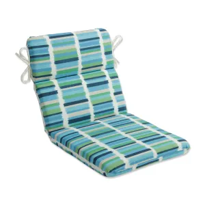 Solar Stripe Azure Rounded Corners Chair Cushion