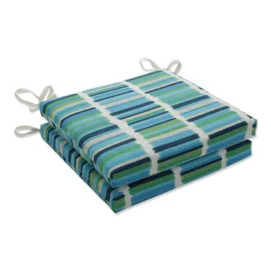 Solar Stripe Azure Squared Corners Seat Cushion 20x20x3 (Set of 2)