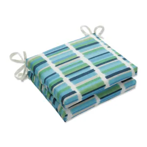 Solar Stripe Azure Squared Corners Seat Cushion (Set of 2)