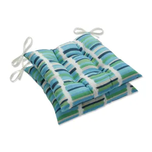 Solar Stripe Azure Tufted Seat Cushions