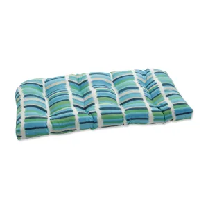 Solar Stripe Azure Wicker Loveseat Cushion