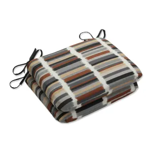 Solar Stripe Ebony Rounded Corners Seat Cushion (Set of 2)