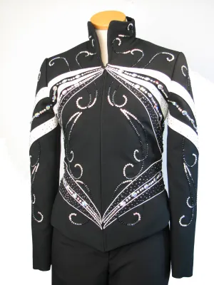 SOLD Ladies L, Black/Turquoise Showmanship Jacket, 1510A