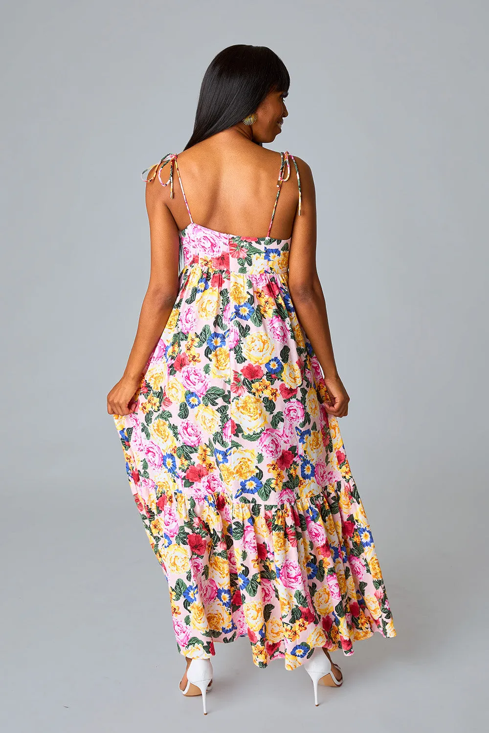 SOLEIL TIE-SHOULDER MAXI DRESS - MONET