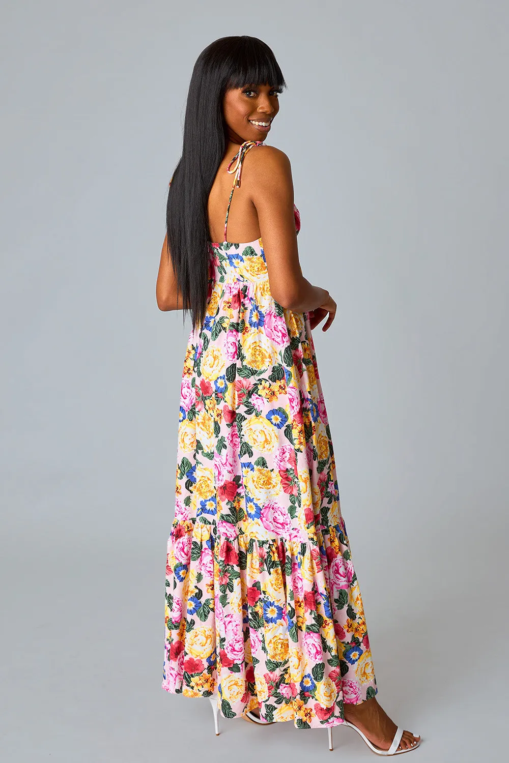 SOLEIL TIE-SHOULDER MAXI DRESS - MONET