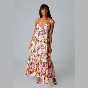 SOLEIL TIE-SHOULDER MAXI DRESS - MONET