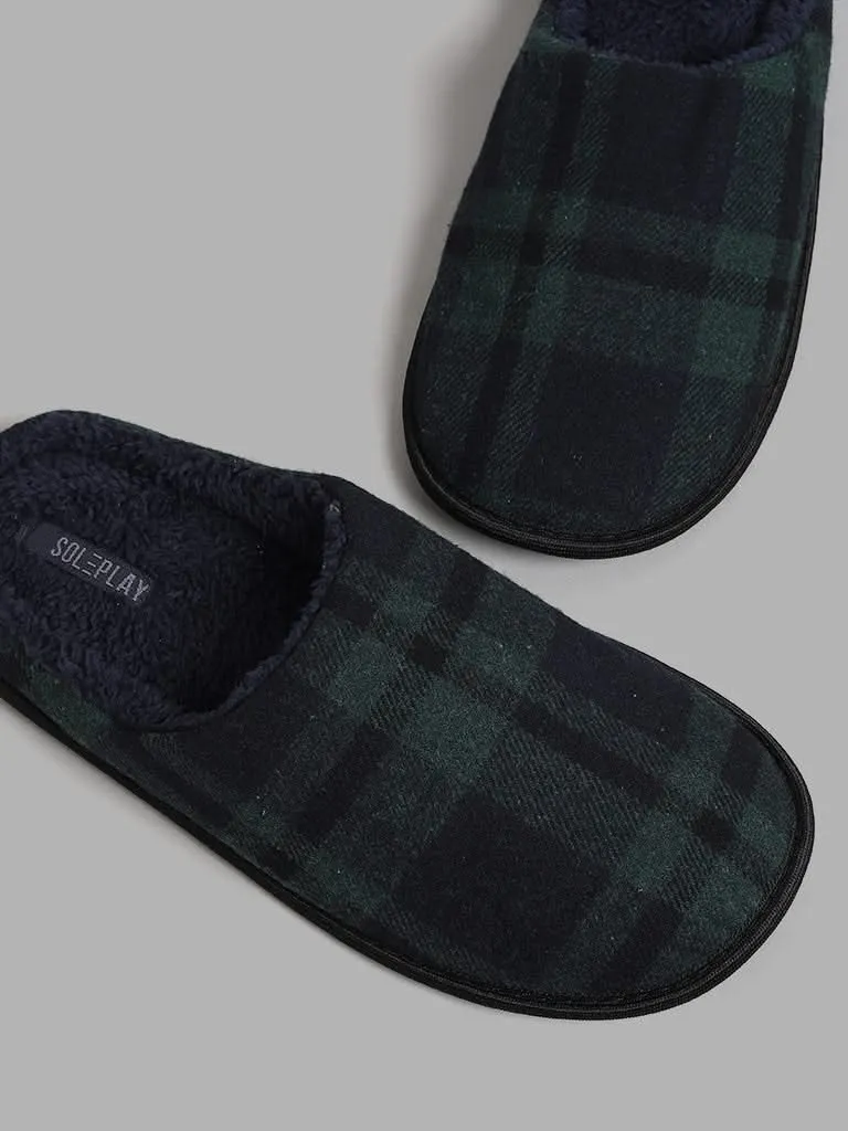 SOLEPLAY Green Checked Bedroom Slippers