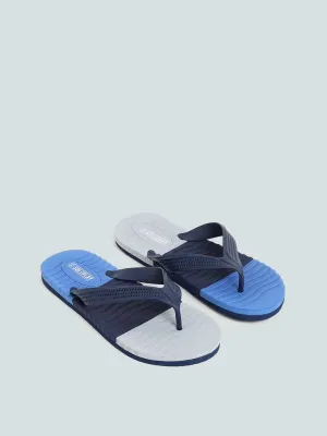 SOLEPLAY Navy Blue Color Block Flip Flop