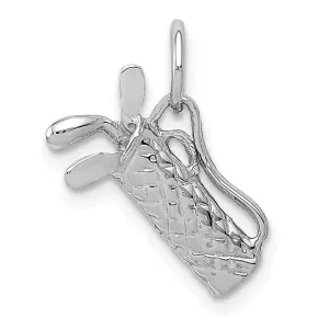 Solid 14k White Gold 3 D Golf Bag Clubs Pendant