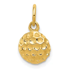 Solid 14k Yellow Gold Golf Ball Charm Pendant