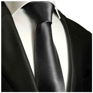 Solid Black Boys Silk Tie by Paul Malone