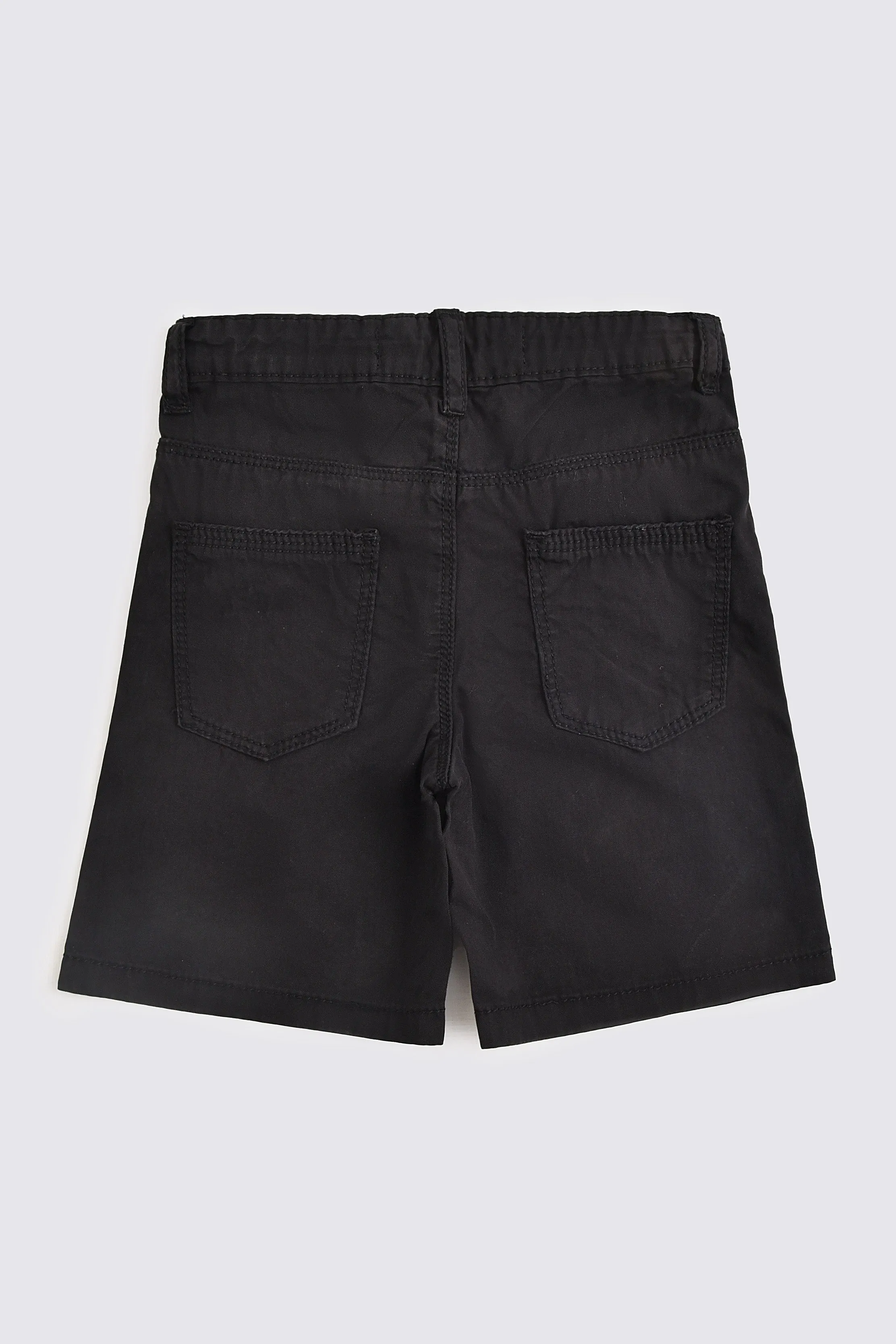 Solid Black Cotton Shorts (3-24M)