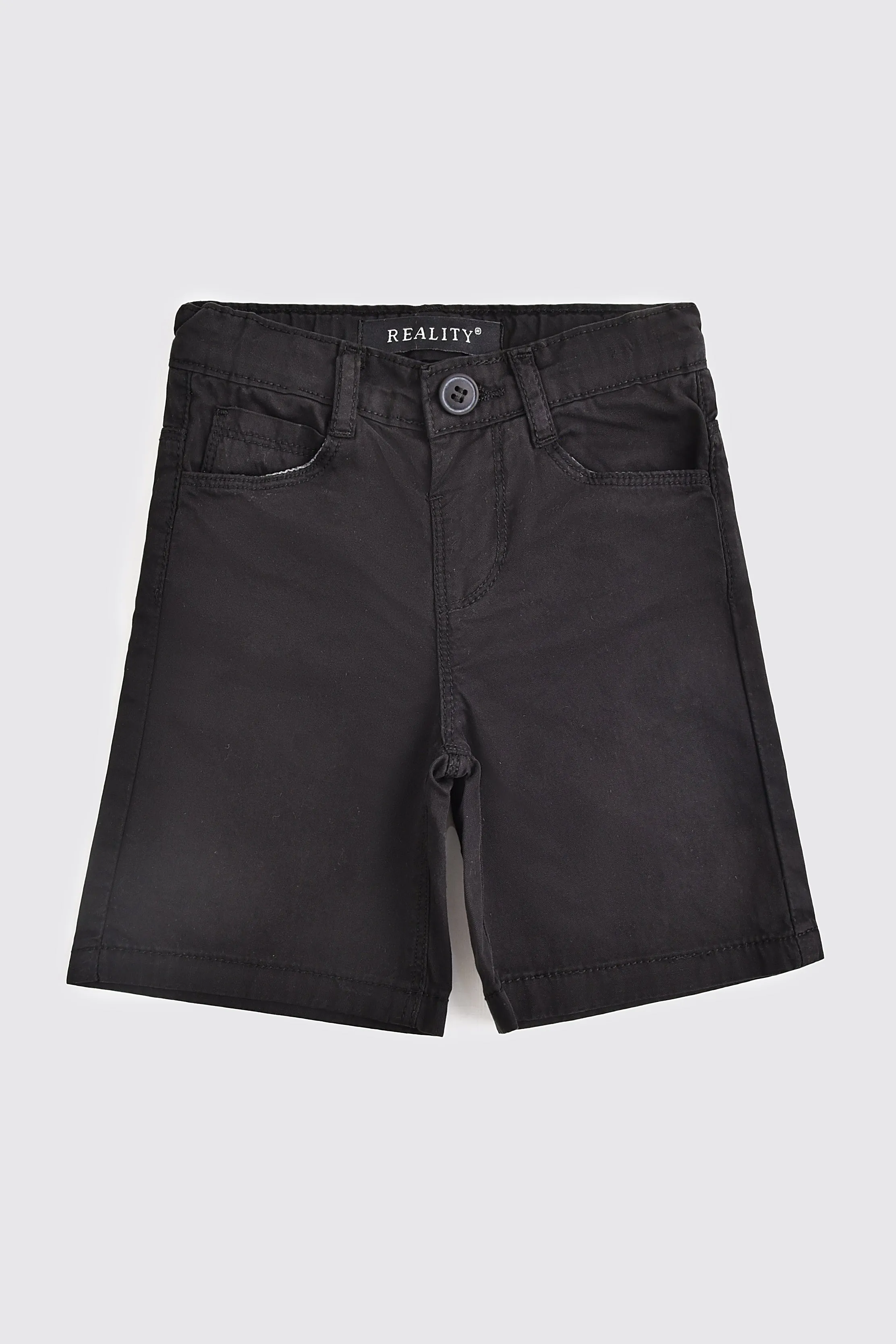 Solid Black Cotton Shorts (3-24M)