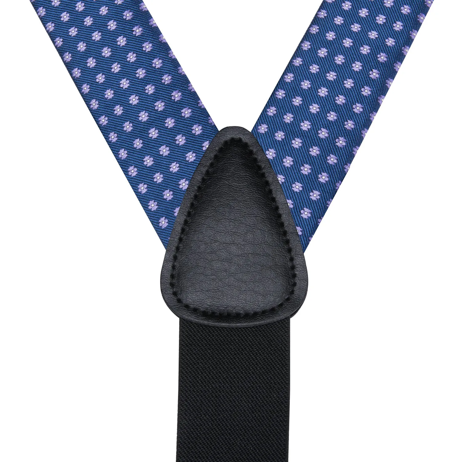 Solid Blue Dots Suspender Bow Tie Handkerchief Cufflinks Set