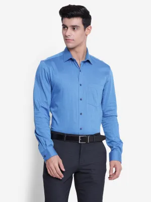 Solid Blue Slim Fit Formal Shirt