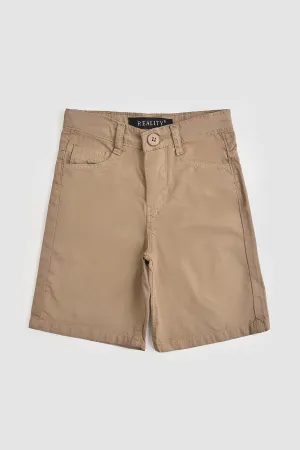 Solid Brown Cotton Shorts (3-24M)