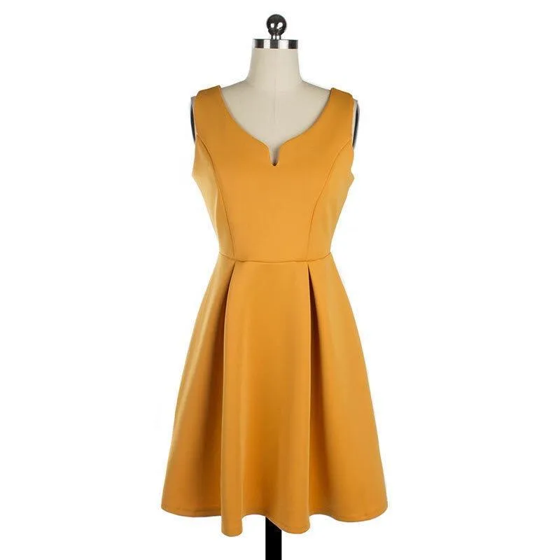 Solid Color A-line Vest Skirt Stitching V-neck Sling Sexy Backless Slim Dress