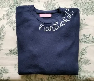 Solid Color Embroidered Sweatshirt - Adult