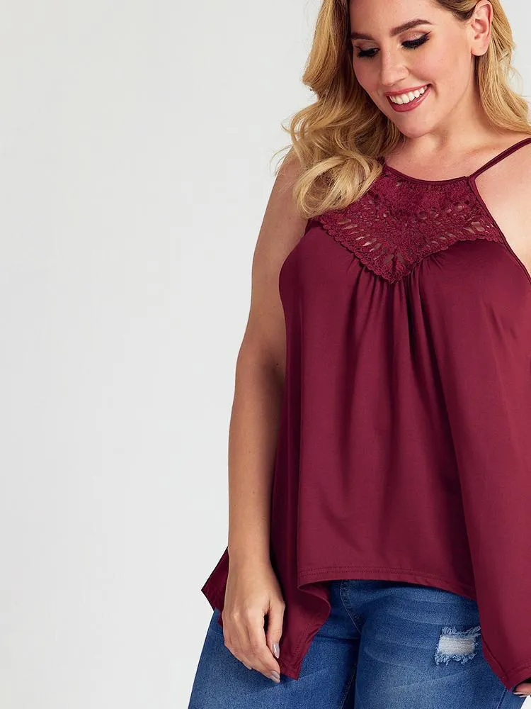 Solid color Lace Backless Tops