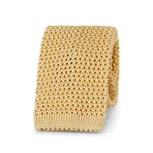 Solid color yellow pure silk knitted tie