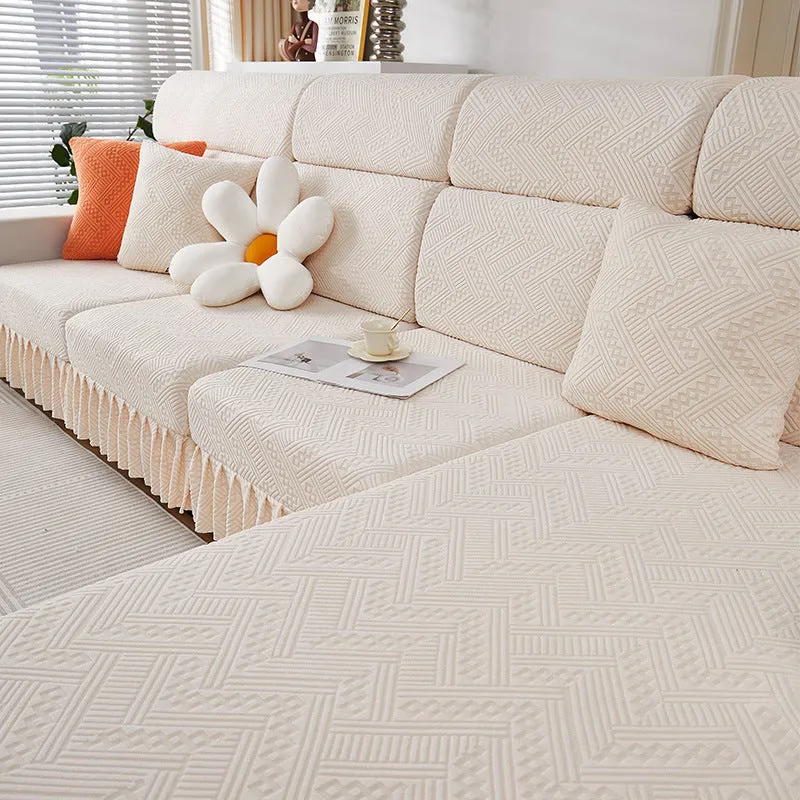 Solid Colors Sofa Cushion Covers Sectional Sofa Cover With Skirt