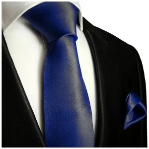 Solid Dark Navy Necktie and Pocket Square