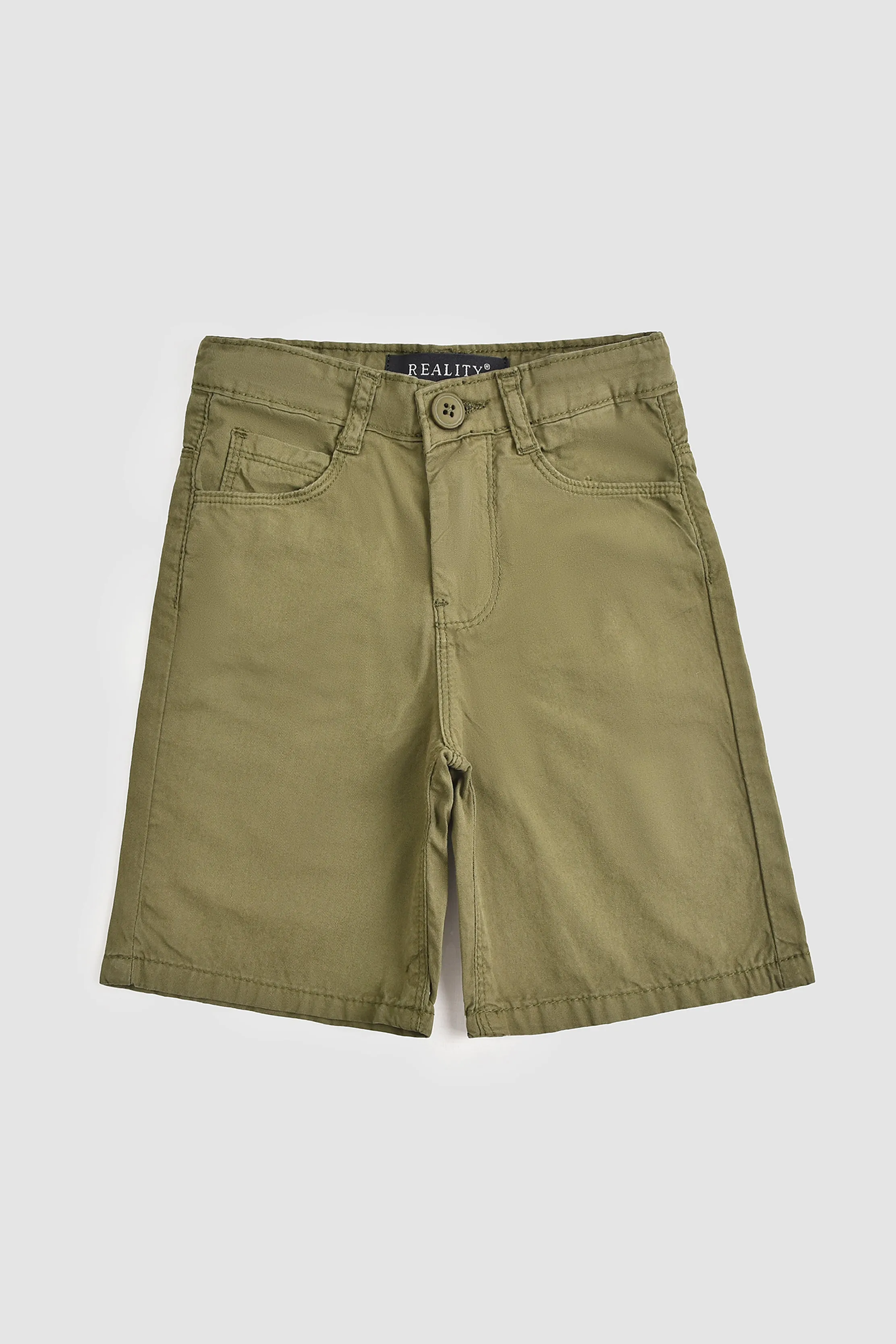 Solid Green Cotton Shorts (3-24M)