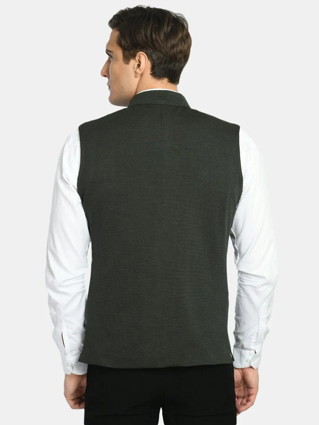 Solid Knit Men's Slim Fit Nehru Jacket