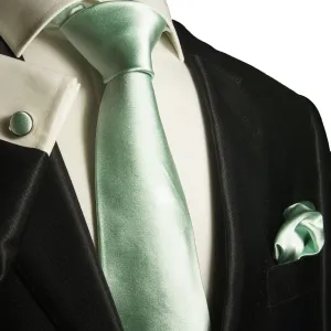 Solid Mint Silk Necktie Set By Paul Malone