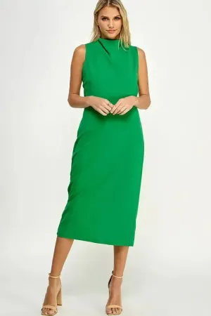 Solid Mock Neck Midi Dress | Kelly Green