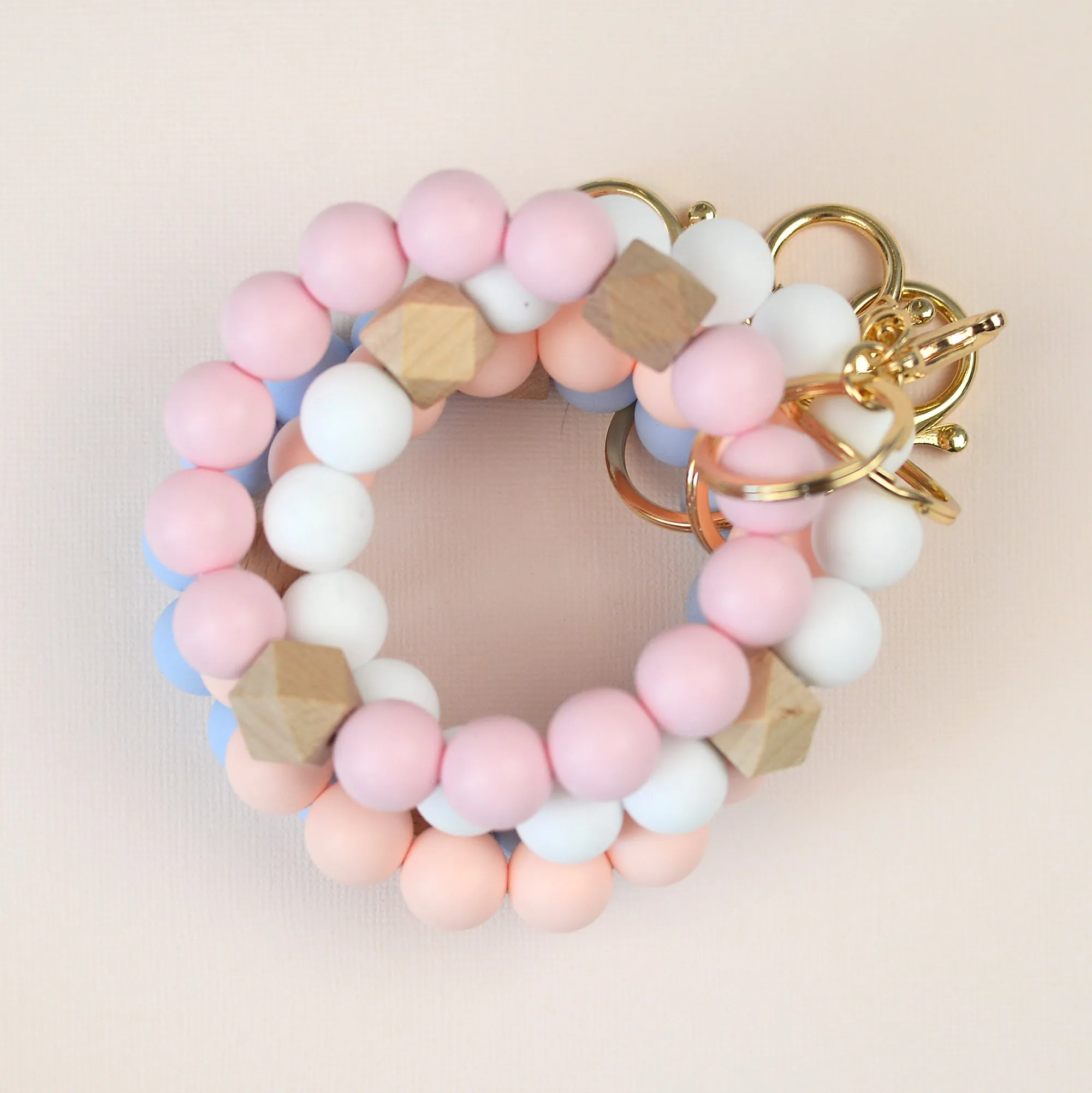 Solid Neutrals Silicone Beaded Keychain