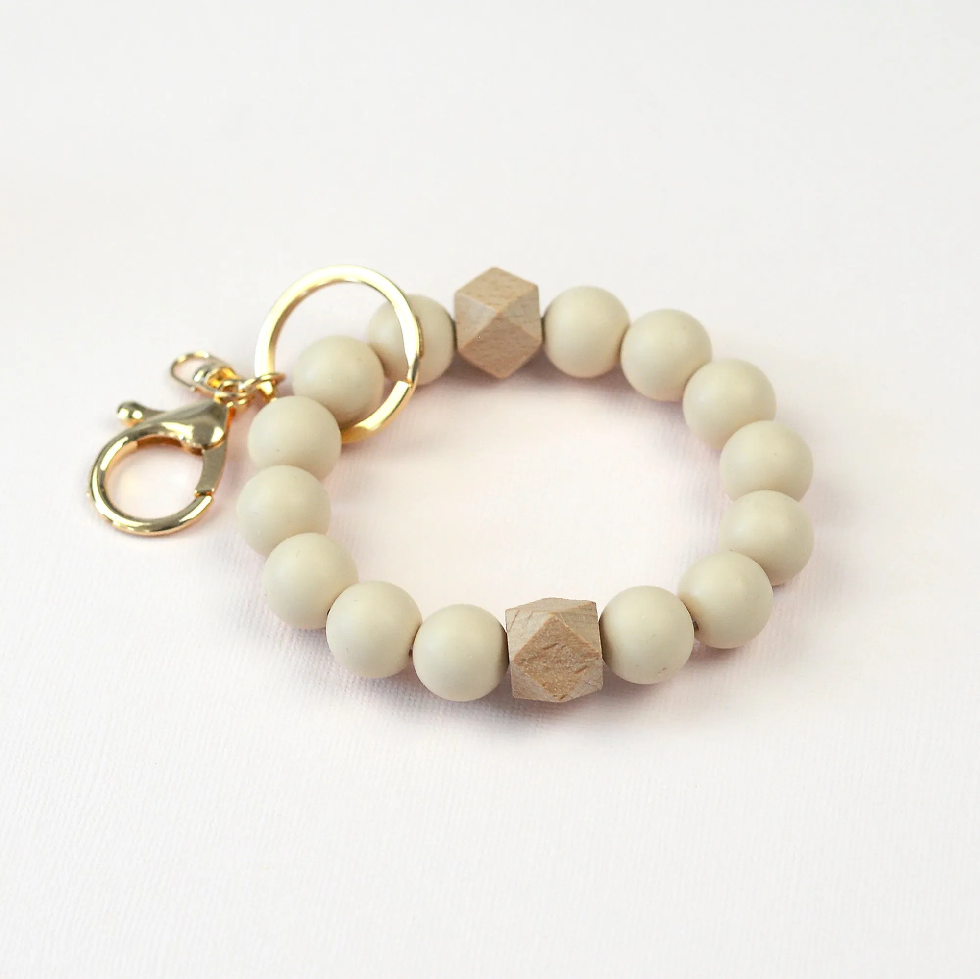 Solid Neutrals Silicone Beaded Keychain