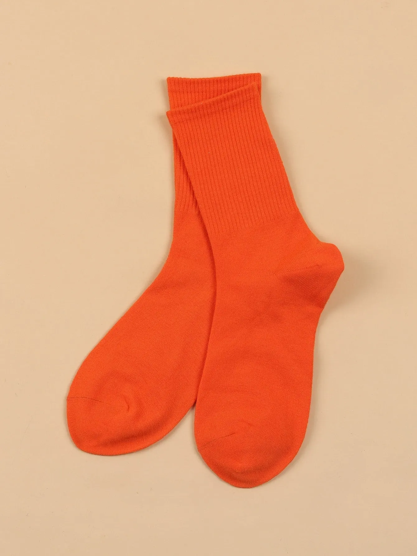 Solid Orange Crew Socks for Women Plain Socks Cozy Socks Fashion Socks