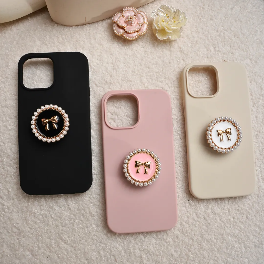 Solid Silicone Phone Case With Bowknot Grip