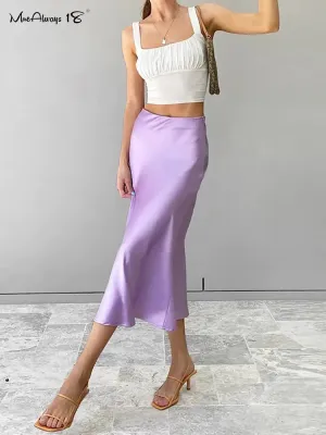 Solid Silk Long Skirt