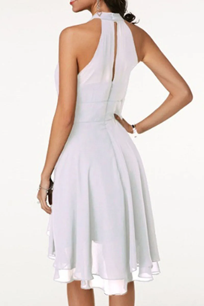 Solid Split Joint Halter A Line Dresses